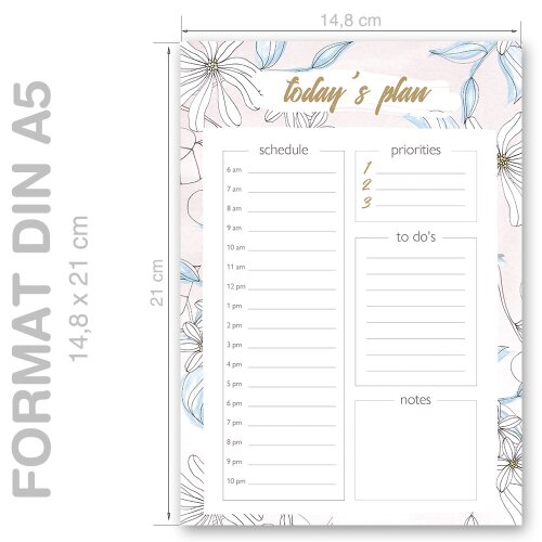 Notepads Daily Planner Pad BLOOM | DIN A5 Format