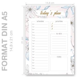 Notepads Daily Planner Pad BLOOM | DIN A5 Format |  4 Blocks