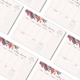 Pad planificador semanal RED LEAVES | Formato DIN A4 | Blocs de notas 2 Bloques