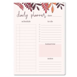 Notepads Daily Planner Pad RED LEAVES | DIN A5 Format