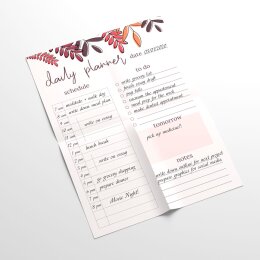 Notepads Daily Planner Pad RED LEAVES | DIN A5 Format |  4 Blocks