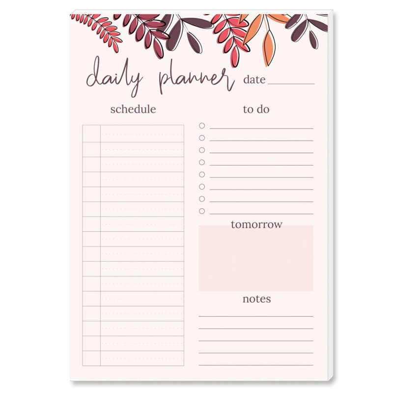 Daily Planner Pad RED LEAVES Notepad PaperMedia Stationery Sho