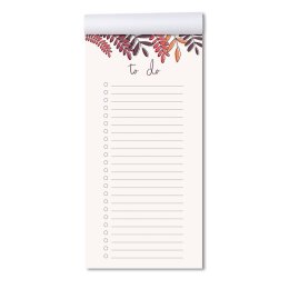Our to do-list RED LEAVES is perfect for planning tasks ahead. High-quality notepad design in practical DIN long format.