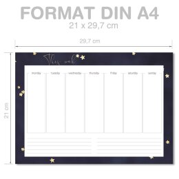 Blocs de notas STARS | Formato DIN A4 | Pad planificador semanal | 1 bloque