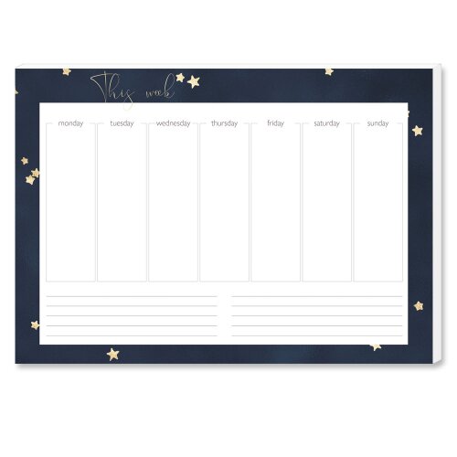 Wochenplaner-Pad STARS | DIN A4 Format | 2 Blöcke