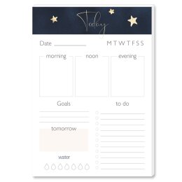 Notepads Daily Planner Pad STARS | DIN A5 Format 4 Blocks