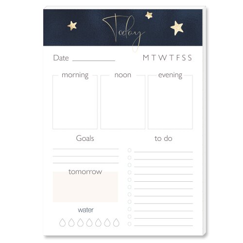 Notepads Daily Planner Pad STARS | DIN A5 Format 10 Blocks