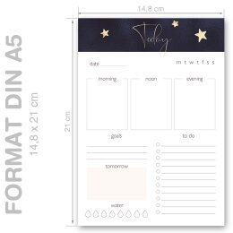 Notepads Daily Planner Pad STARS | DIN A5 Format 10 Blocks