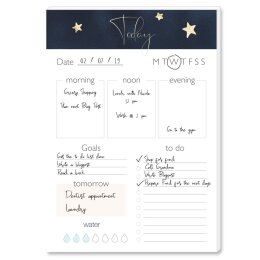 Notepads Daily Planner Pad STARS | DIN A5 Format 10 Blocks