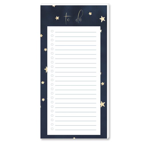 Our to do-list STARS is perfect for planning tasks ahead. High-quality notepad design in practical DIN long format.