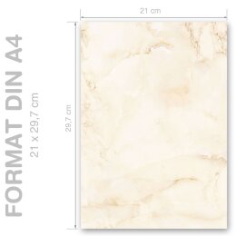 Briefpapier MARMOR BEIGE - DIN A4 Format 20 Blatt