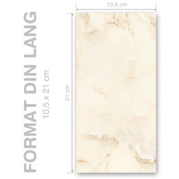MÁRMOL BEIGE Briefpapier Papier de marbre ELEGANT 100 hojas de papelería, DIN LANG (105x210 mm), DLE-4034-100