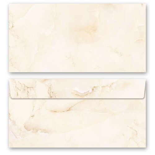 10 patterned envelopes MARBLE BEIGE in standard DIN long format (windowless) Marble & Structure, Marble motif, Paper-Media