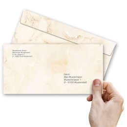 MARBLE BEIGE Briefumschläge Marble motif CLASSIC 50 envelopes (windowless), DIN LONG (220x110 mm), DLOF-4034-50
