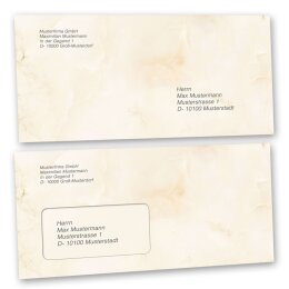 Motif envelopes Marble & Structure, MARBLE BEIGE 50 envelopes (windowless) - DIN LONG (220x110 mm) | Self-adhesive | Order online! | Paper-Media