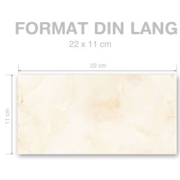 50 sobres estampados MÁRMOL BEIGE - Formato: DIN LANG (sin ventana)