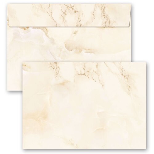 10 patterned envelopes MARBLE BEIGE in C6 format (windowless) Marble & Structure, Marble motif, Paper-Media