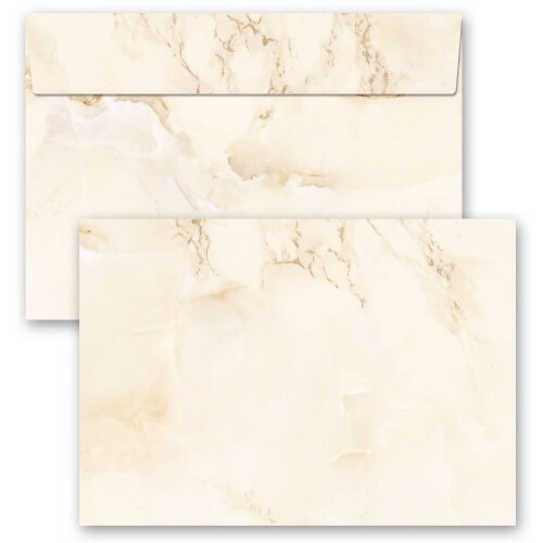 10 patterned envelopes MARBLE BEIGE in C6 format (windowless) Marble & Structure, Marble motif, Paper-Media