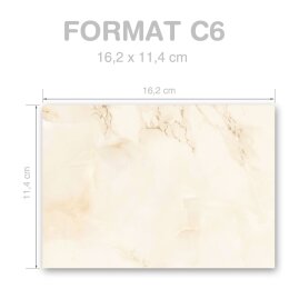 25 sobres estampados MÁRMOL BEIGE - Formato: C6 (sin ventana)