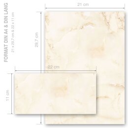 200-pc. Complete Motif Letter Paper-Set MARBLE BEIGE
