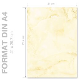 MÁRMOL AMARILLO CLARO Briefpapier Papier de marbre ELEGANT 20 hojas de papelería, DIN A4 (210x297 mm), A4E-4035-20