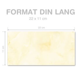 MARBLE LIGHT YELLOW Briefumschläge Marble motif CLASSIC 10 envelopes (windowless), DIN LONG (220x110 mm), DLOF-4035-10