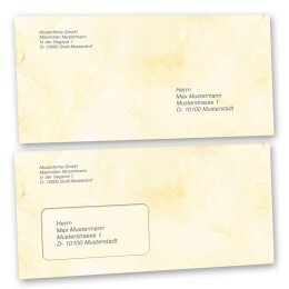 Motiv-Briefumschläge Marmor & Struktur, MARMOR HELLGELB 50 Briefumschläge (ohne Fenster) - DIN LANG (220x110 mm) | selbstklebend | Online bestellen! | Paper-Media