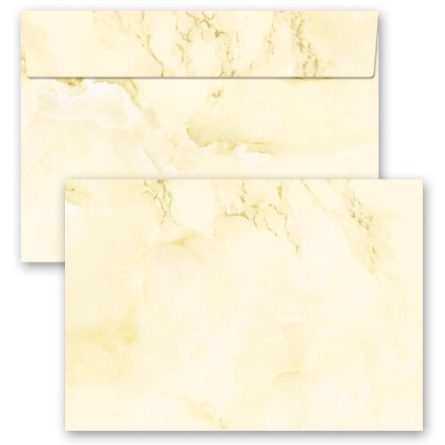 25 patterned envelopes MARBLE LIGHT YELLOW in C6 format (windowless) Marble & Structure, Marble motif, Paper-Media