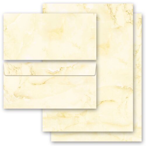 20-pc. Complete Motif Letter Paper-Set MARBLE LIGHT YELLOW Marble & Structure, Marble paper, Paper-Media