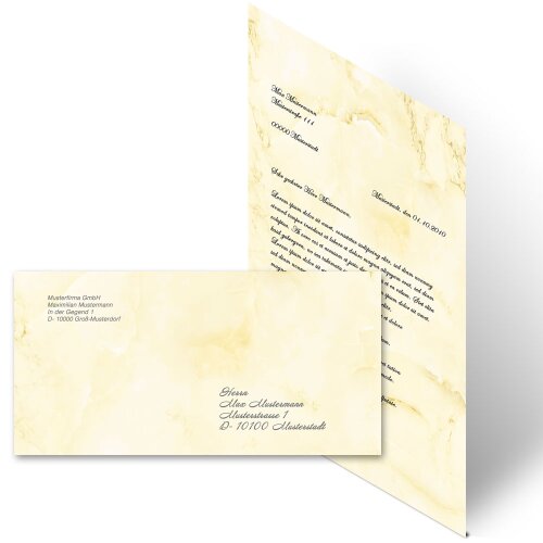 Motiv-Briefpapier Set MARMOR HELLGELB - 20-tlg. DL (ohne Fenster)