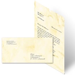 20-pc. Complete Motif Letter Paper-Set MARBLE LIGHT YELLOW
