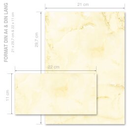 40-pc. Complete Motif Letter Paper-Set MARBLE LIGHT YELLOW