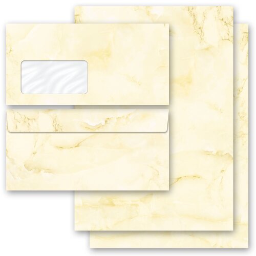 100-pc. Complete Motif Letter Paper-Set MARBLE LIGHT YELLOW Marble & Structure, Marble paper, Paper-Media