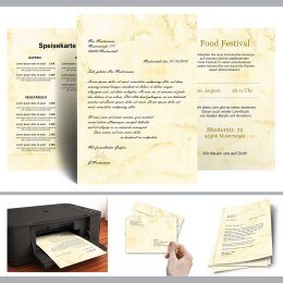 100-pc. Complete Motif Letter Paper-Set MARBLE LIGHT YELLOW