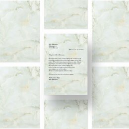 20 fogli di carta da lettera decorati MARMO VERDE CHIARO DIN A4