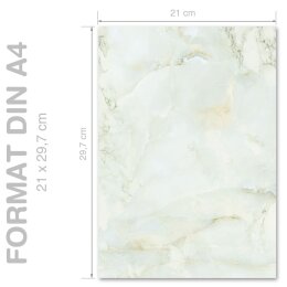 MÁRMOL VERDE CLARO Briefpapier Papier de marbre ELEGANT 20 hojas de papelería, DIN A4 (210x297 mm), A4E-4036-20