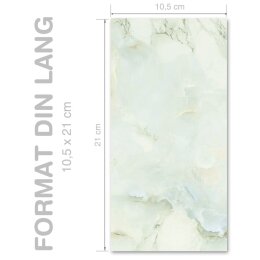 MÁRMOL VERDE CLARO Briefpapier Papier de marbre ELEGANT 100 hojas de papelería, DIN LANG (105x210 mm), DLE-4036-100