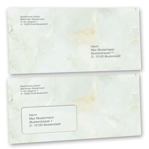 MARMO VERDE CHIARO Briefumschläge Motivo marmo "CLASSIC" , DIN LANG & DIN C6, BUE-4036
