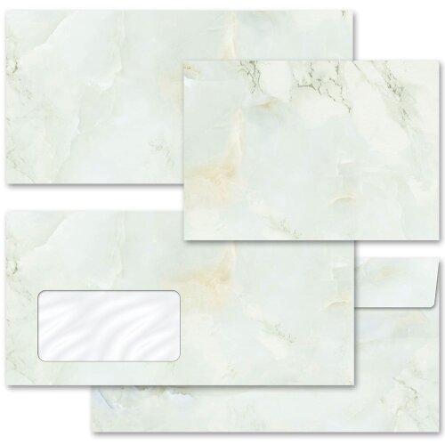 MARBRE VERT CLAIR Briefumschläge Motif de marbre CLASSIC , DIN LONG & DIN C6, BUE-4036