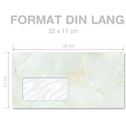 MARBLE LIGHT GREEN Briefumschläge Marble motif CLASSIC 50 envelopes (with window), DIN LONG (220x110 mm), DLMF-4036-50