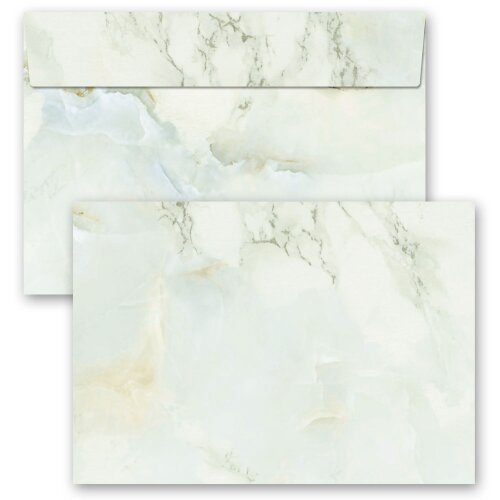 10 patterned envelopes MARBLE LIGHT GREEN in C6 format (windowless) Marble & Structure, Marble motif, Paper-Media