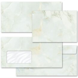 10 patterned envelopes MARBLE LIGHT GREEN in C6 format (windowless)
