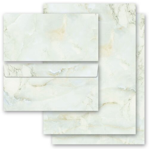 40-pc. Complete Motif Letter Paper-Set MARBLE LIGHT GREEN Marble & Structure, Marble paper, Paper-Media