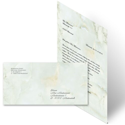 Motiv-Briefpapier Set MARMOR HELLGRÜN - 100-tlg. DL (ohne Fenster)