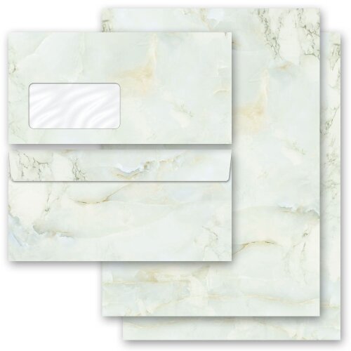 100-pc. Complete Motif Letter Paper-Set MARBLE LIGHT GREEN Marble & Structure, Marble paper, Paper-Media