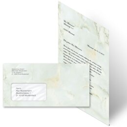 Motiv-Briefpapier Set MARMOR HELLGRÜN - 100-tlg. DL (mit Fenster)
