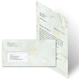 Motiv-Briefpapier Set MARMOR HELLGRÜN - 200-tlg. DL (mit Fenster)