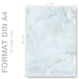 MARMO AZZURRO CHIARO Briefpapier Papier de marbre ELEGANT 20 fogli di cancelleria, DIN A4 (210x297 mm), A4E-4037-20