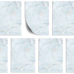 MARBRE BLEU CLAIR Briefpapier Papier de marbre ELEGANT 50 feuilles de papeterie, DIN A5 (148x210 mm), A5E-080-50