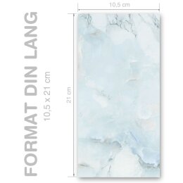 MARMOR HELLBLAU Briefpapier Marmorpapier ELEGANT 100 Blatt Briefpapier, DIN LANG (105x210 mm) Hoch, DLE-4037-100